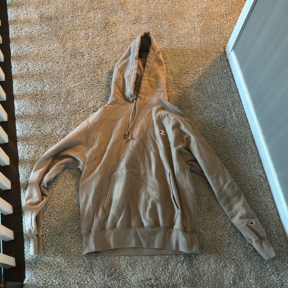 brown/tan champion hoodie size medium